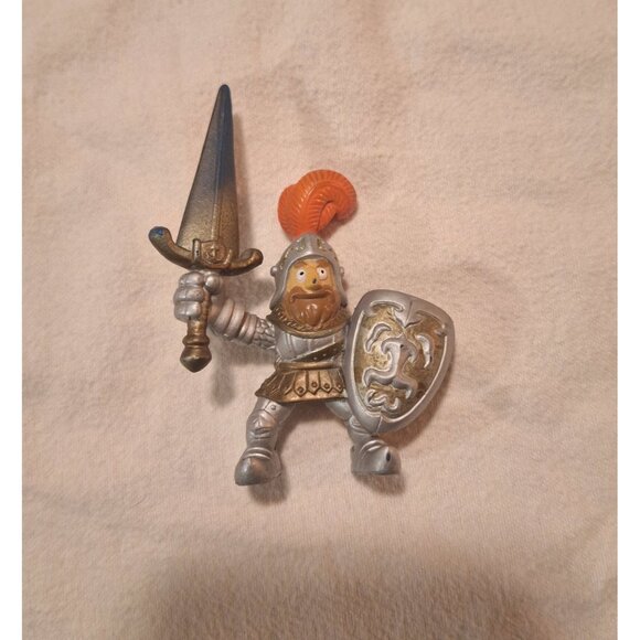 Keenway Medieval Knight Figure Silver Armor Orange PVC - Picture 3 of 12